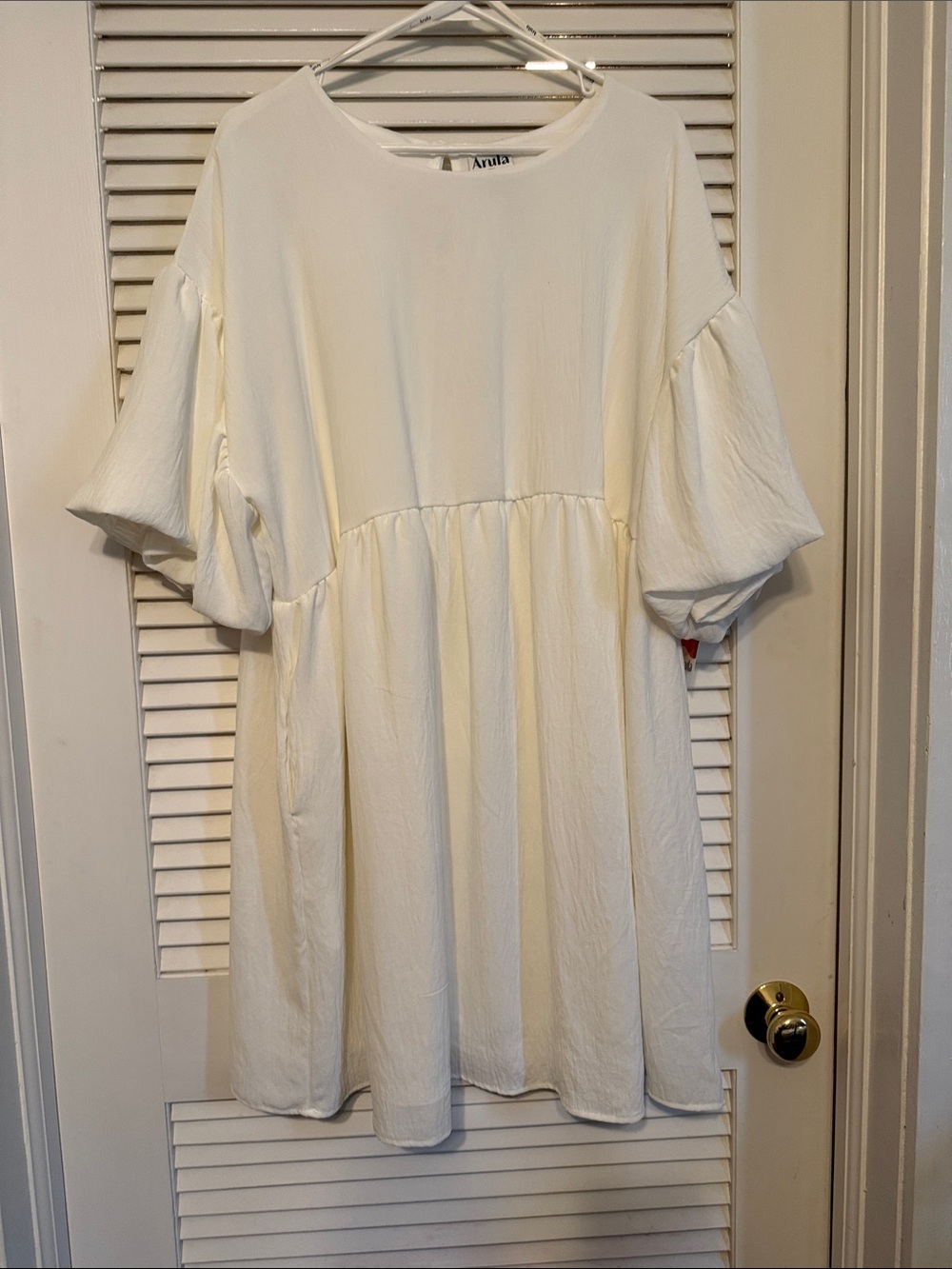 Anita Cream Puff-Sleeve Babydoll Tunic